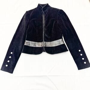 Alice and Olivia Banded Black Military Style Cropped Blazer Jacket Size Small